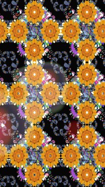 Küçük çaplı çiçeklerdeki basit şirin desenler. Tekstil veya kitap kapakları, imalat, duvar kağıtları, baskı, hediye paketi ve yapıştırma kitabı için çiçek eskizi geçmişi. Raster illüstrasyonu.