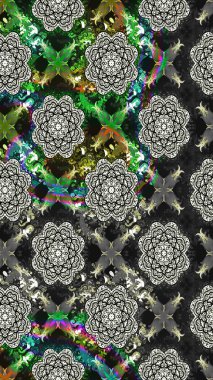 Taslak dekoratif arka plan, çiçek mandala. Çiçek. Raster illüstrasyonu. Gri renklerde.