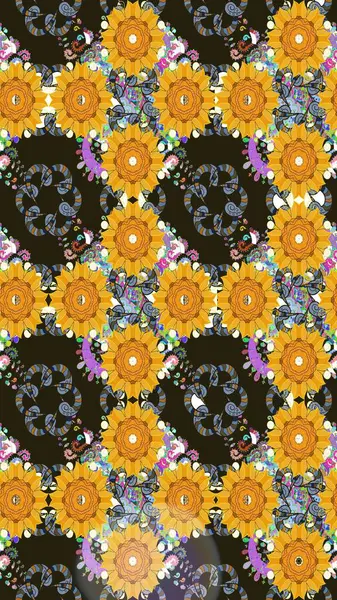 Çiçek deseni. Flower eskiz arka planı. Şatafatlı bahar bahçesi dokusu. Raster illüstrasyonu.