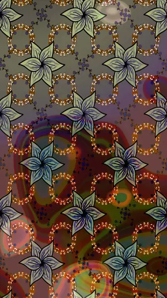 Parlak renkli çiçekleri ve kahverengi renkli yaprakları olan harika bir çiçek deseni. Halk tarzı. Moda baskıları için zarif bir şablon. Modern çiçek arkaplanı.