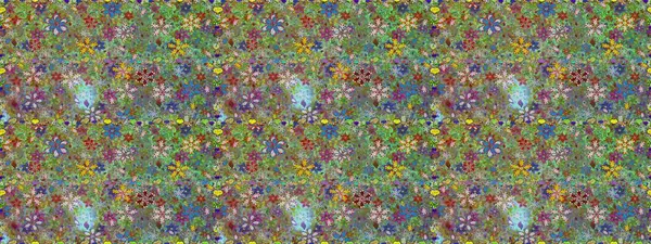 Çiçek deseni. Raster illüstrasyonu. Yeşil ve nötr renklerde çiçekler. Yeşil ve nötr renklerde çiçeksiz. Şatafatlı bahar bahçesi dokusu.