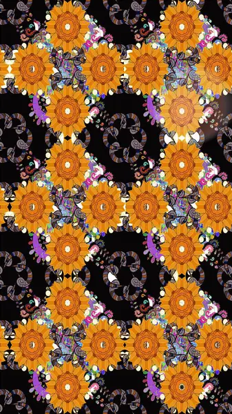 Küçük bir çiçekte eskiz deseni. Hoş bir çiçek geçmişi var. Güzel kumaş deseni. Raster illüstrasyonu.