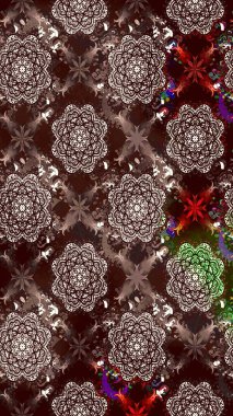 Çiçek ve yapraklı karalama şeklinde Raster çiçek deseni. Kahverengi renklerde bahar çiçekleri. Raster illüstrasyonu.