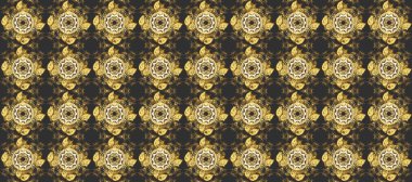 Süslü dekorasyon. Lüks, kraliyet ve Viktorya dönemi konsepti. Sarı, gri ve kahverengi renklerdeki altın desenli altın elementler. Raster klasik barok çiçekli altın desenli..