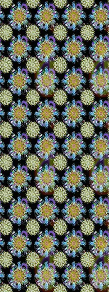 Raster illüstrasyonundaki çiçek desenli çizim. Renkli Bahar Teması eskiz kalıbı. Süslü kumaş deseni. Düz Çiçek Elementleri Tasarımı.