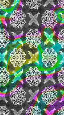 Çiçek desenli çizim. Raster illüstrasyonu. Asya tekstil tarzında. Güzel kumaş deseni. Renkli Bahar Teması eskiz kalıbı. Düz Çiçek Elementleri Tasarımı.