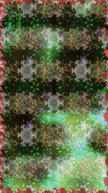 Raster illüstrasyonunda kusursuz çiçek deseni. Renkli Bahar Temalı Kusursuz Arkaplan. Düz Çiçek Elementleri Tasarımı. Güzel kumaş deseni.