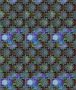 Mavi renkli çiçekler. Asya tekstil tarzında. Raster illüstrasyonu. Renkli Bahar Teması eskiz kalıbı. Düz Çiçek Elementleri Tasarımı. Çiçek desenini çiz.