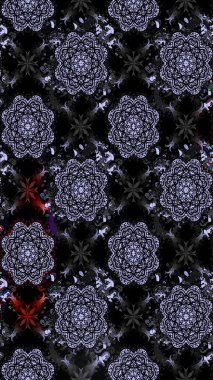 Siyah renkli etnik çiçeklerle süslenmiş zarif bir eskiz şekli. Raster Çiçek İllüstrasyonu güzel tekstil..