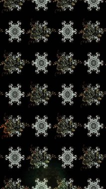 Çiçek desenli çizim. Raster illüstrasyonu. Asya tekstil tarzında. Siyah renkli çiçekler. Raster illüstrasyonu.