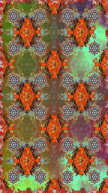 Flowers with leaves and chamomile with cornflowers on brown and orange colors. Seamless background pattern. Raster - stock.