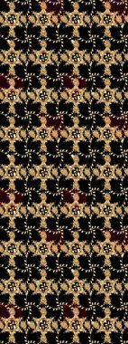 Siyah renkli etnik çiçeklerle süslenmiş zarif bir eskiz şekli. Raster Çiçek İllüstrasyon Şirin Tekstil.