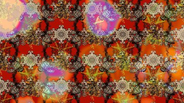 Düz Çiçek Elementleri Tasarımı. Kahverengi renkli şirin çiçek deseni. Renkli Bahar Teması eskiz kalıbı. Raster Modaya uygun kumaş deseni.