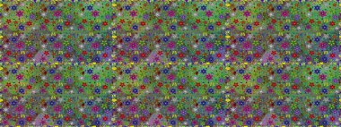 Raster düz çiçekleri pürüzsüz desen. Yeşil ve gri renkli çiçekler. Tasarım hediye paketi, tebrik kartları, posterler ve afiş tasarımı.