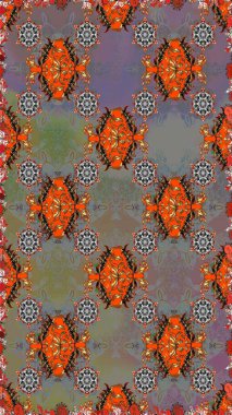 Gri ve kahverengi renkli çiçekler. Raster illüstrasyonunda kusursuz çiçek deseni.