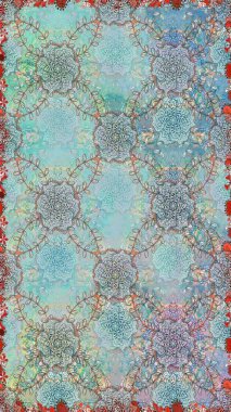 Çiçekli karalama şeklinde Raster çiçek deseni. Yumuşak, bahar çiçekli arka plan. Mavi ve nötr renkte çiçekler.