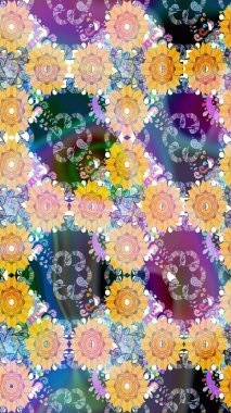 Çiçekli bej çizim deseni. Raster çiçek izi. Klasik taslak çizimi. Raster Yumuşak kumaş deseni.