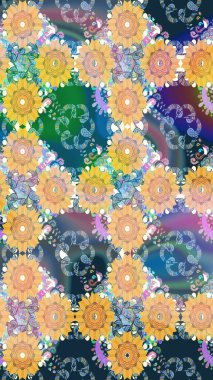 Çiçek arkaplanlı soyut zarafet eskiz deseni. Raster Güzel kumaş deseni.