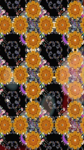 Çiçeksel çizim kalıbının yansıması. Vadinin çiçekleri siyah renklerde.