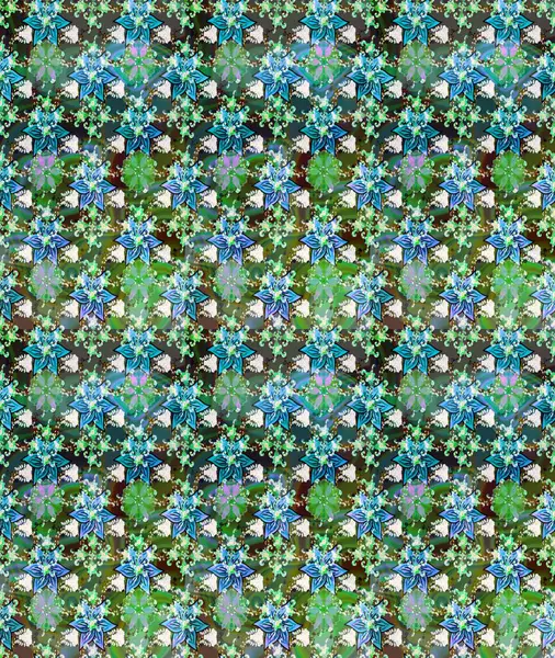 Yeşil renkli çiçekler. Raster illüstrasyonunda çiçek deseni çizimi.