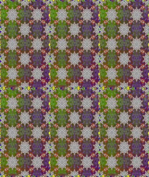 Gri ve yeşil renklerde çiçeksiz. Raster illüstrasyonu. Şatafatlı bahar bahçesi dokusu. Gri ve yeşil renkli çiçekler. Çiçek deseni.