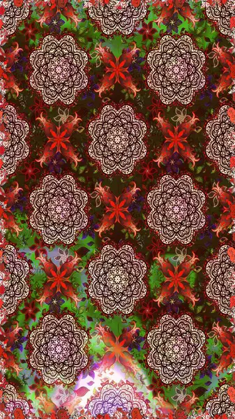 Renkli, pürüzsüz desen. Çiçek duvar kâğıdı. Kahverengi renkli şirin tekstil. Raster illüstrasyonu. Çiçek arka planı.