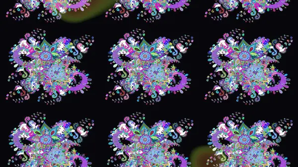 Robot resim. Şirin çiçek elementleri. Raster illüstrasyonu. Siyah renkte çiçekler.