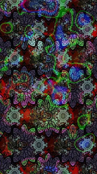 Çizgi çizimi kalıbı. Şirin çiçekler. Raster Moda kumaş deseni.