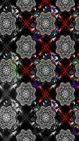 Soyut çiçek çizim kalıbı arka planı. Raster deseni. Raster illüstrasyonu. Siyah renklerde. Küçük çiçekte sevimli çiçek deseni var..