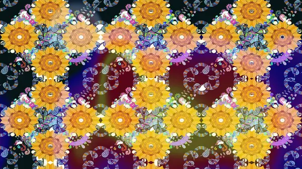 Klasik çiçek desenli. Raster 'ın taze dokusu. Paketleme, tekstil, duvar kâğıdı için çiçek eskizi. Yumuşak pamuk tasarımı. Yumuşak kiremit.