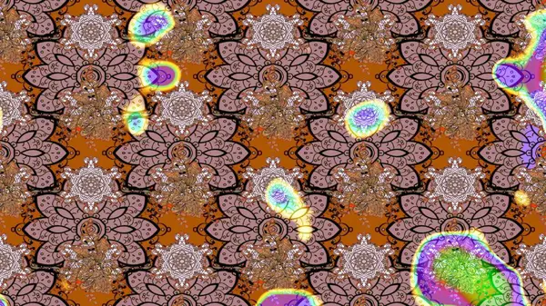 Vadinin çiçekleri kahverengi renklerde. Çiçeksel çizim kalıbının çizimi.