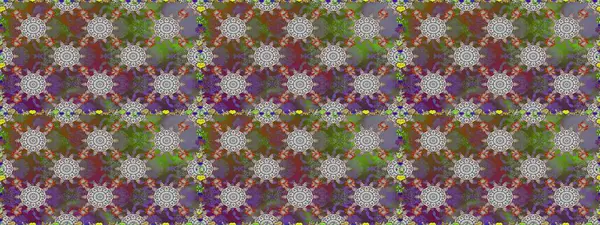 Patlayan çiçekler soyut olarak yerleştirilmiş. Gri ve kahverengi renklerde bahar çiçekleri. Raster illüstrasyonu. Raster deseni.