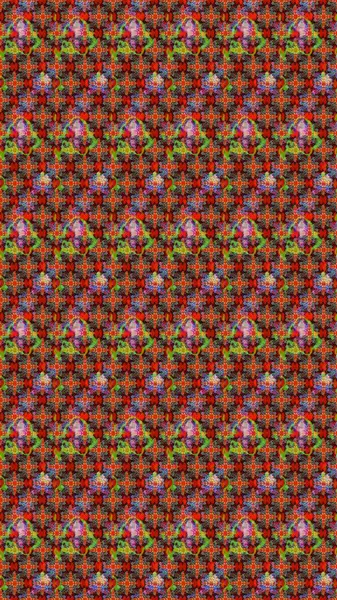 Kırmızı renkte çiçekler. Raster illüstrasyonu. Raster illüstrasyonu. Asya tekstil tarzında. Çiçek desenini çiz.