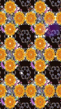 Çiçek buketleriyle klasik bir eskiz şekli. Raster illüstrasyonu. Gri renklerde.