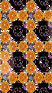 Çiçek desenli raster, siyah çizgi grafik desenli soyut raster arkaplan. Modern stil dokusu.