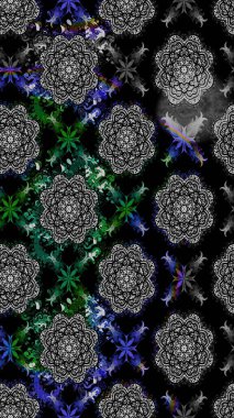 Çiçekli karalama şeklinde Raster çiçek deseni. Nazik, narin çiçek arkaplanı. Siyah renkte çiçekler.