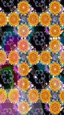 Çiçekler suluboya eskiz deseni. Raster Stili kumaş deseni.