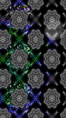 Çiçekli karalama şeklinde Raster çiçek deseni. Nazik, narin çiçek arkaplanı. Siyah renkte çiçekler.