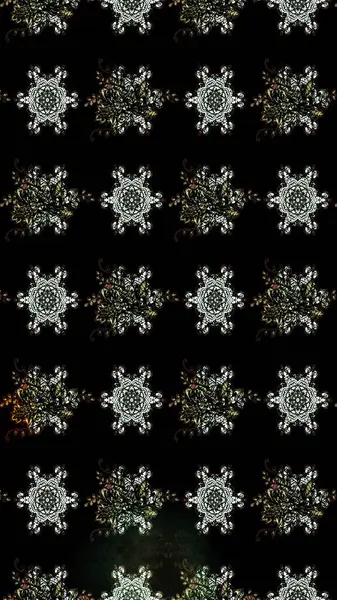 Çiçek desenli çizim. Raster illüstrasyonu. Asya tekstil tarzında. Siyah renkli çiçekler. Raster illüstrasyonu.