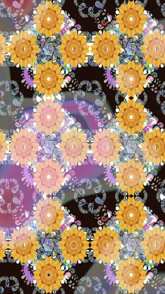 Yapraklı çizim şekli. Şirin, zarif çiçekler Raster illüstrasyonu. Poster ya da kapak için arka plan. Tekstil için figür. Davetiye ve kartpostal tasarımı için dekoratif çiçek unsurları.