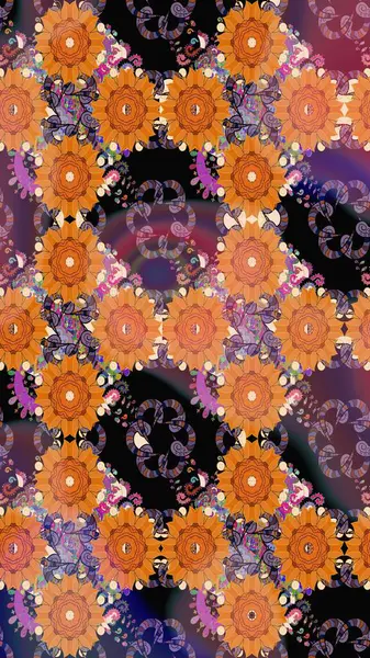 Eskiz klasiği. Raster Şirin kumaş deseni. Renkli Bahar Teması eskiz kalıbı. Düz Çiçek Elementleri Tasarımı.