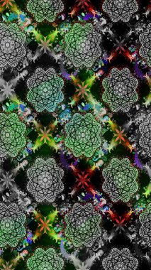 Kumaş desenli papatya çiçeği detayı. Siyah renkte çiçekler.