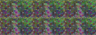 Çiçekler suluboya tarzında yeşil renkte. Raster illüstrasyonunda çiçek deseni çizimi.