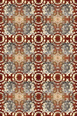 Antika altın tekrarlanabilir duvar kağıdı. Barok tarzında altın çiçek süsü. Kahverengi, bej ve gri renklerde altın element. Damask arkaplanı tekrarlayan kusursuz desen.