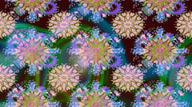 Çiçeksiz desenli nakış işlemeli gelincikler ve vadideki zambaklar. Tekstil tasarımı için doğal ve yeşil renklerde geleneksel halk çiçekleri buketi.