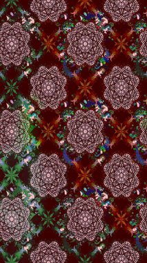 Renkli çizim kalıbı. Çiçek arkaplan. Çiçek duvar kâğıdı. Raster illüstrasyonu. Kahverengi renkli şirin tekstil.