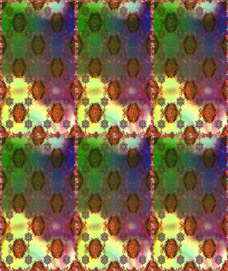 Tekstil için dikişsiz suluboya desen. Şirin çiçekleri, desenleri ve yeşil renkleri olan renksiz bir desen. El çizimi çiçek pürüzsüz desen (taş)).