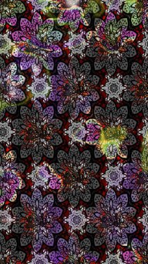 Güzel kumaş deseni. Raster illüstrasyonundaki çiçek desenli çizim. Düz Çiçek Elementleri Tasarımı. Renkli Bahar Teması çizim şablonu.