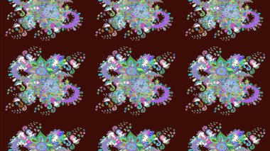 Raster düz çiçek çizim deseni. Kahverengi renkli çiçekler. Tasarım hediye paketi, tebrik kartları, posterler ve afiş tasarımı.