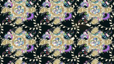 Arkaplan dokusu, duvar kağıdı, çiçek temalı gri renkler. Soyut etnik raster çizim kalıbı. Kabile sanatı boho baskısı, klasik çiçek arkaplanı.